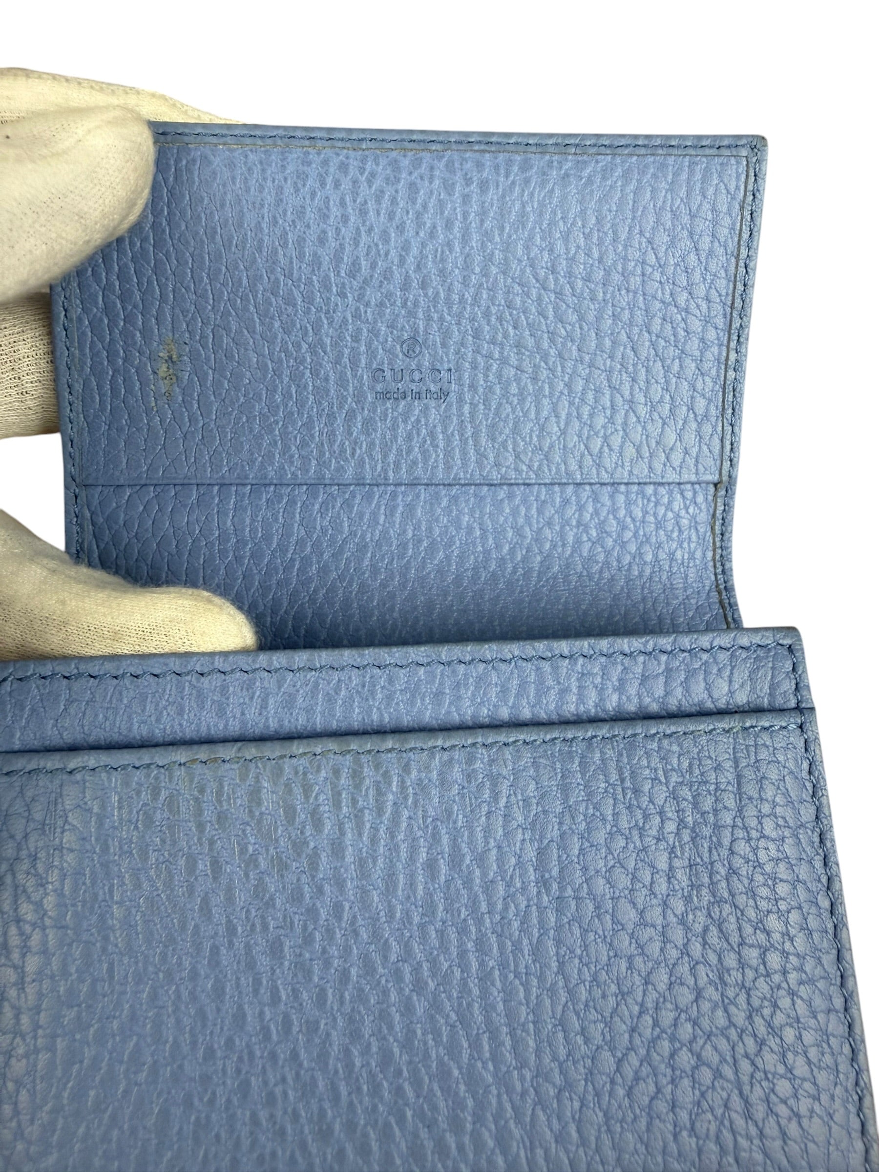Gucci Blue Leather Marmont Card Case Wallet