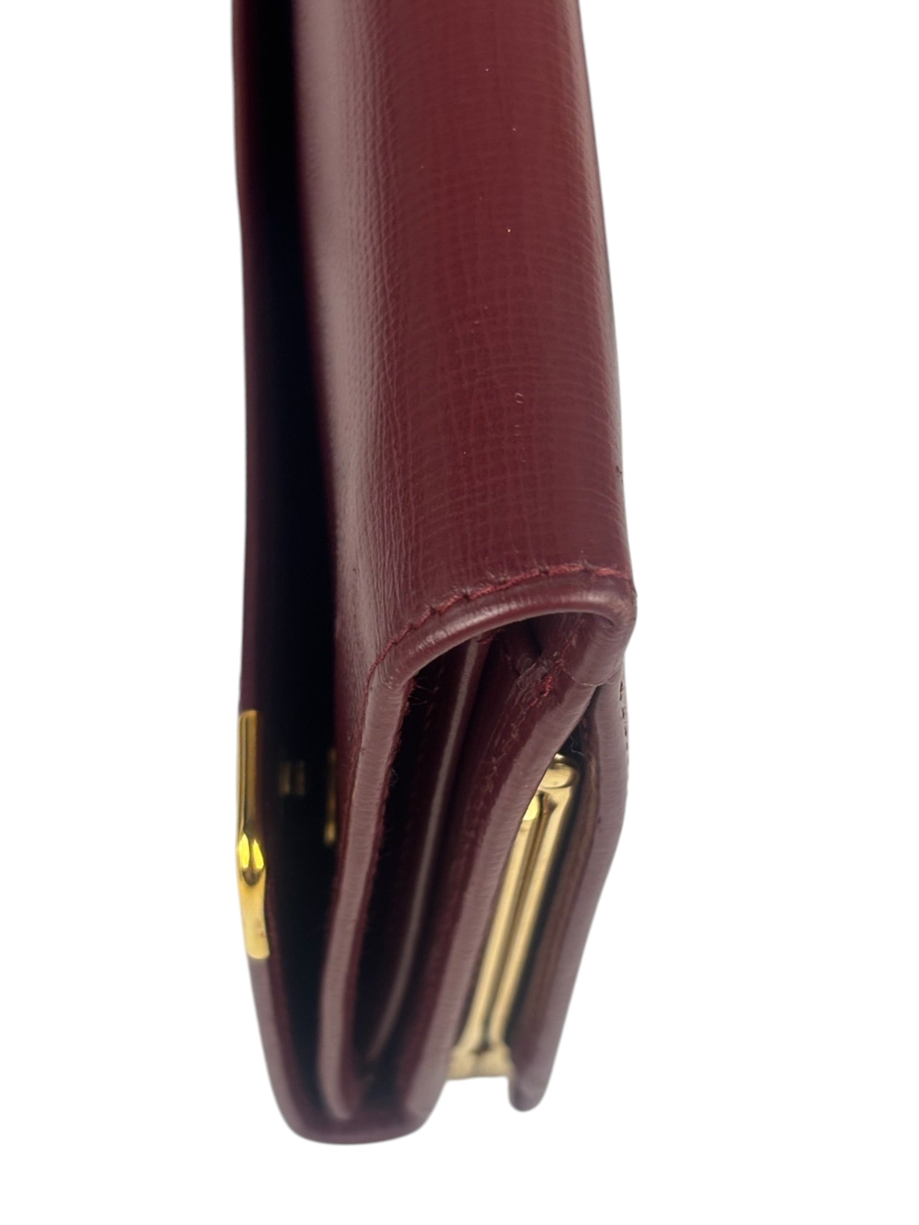 Cartier Burgundy Leather Trifold Long Wallet
