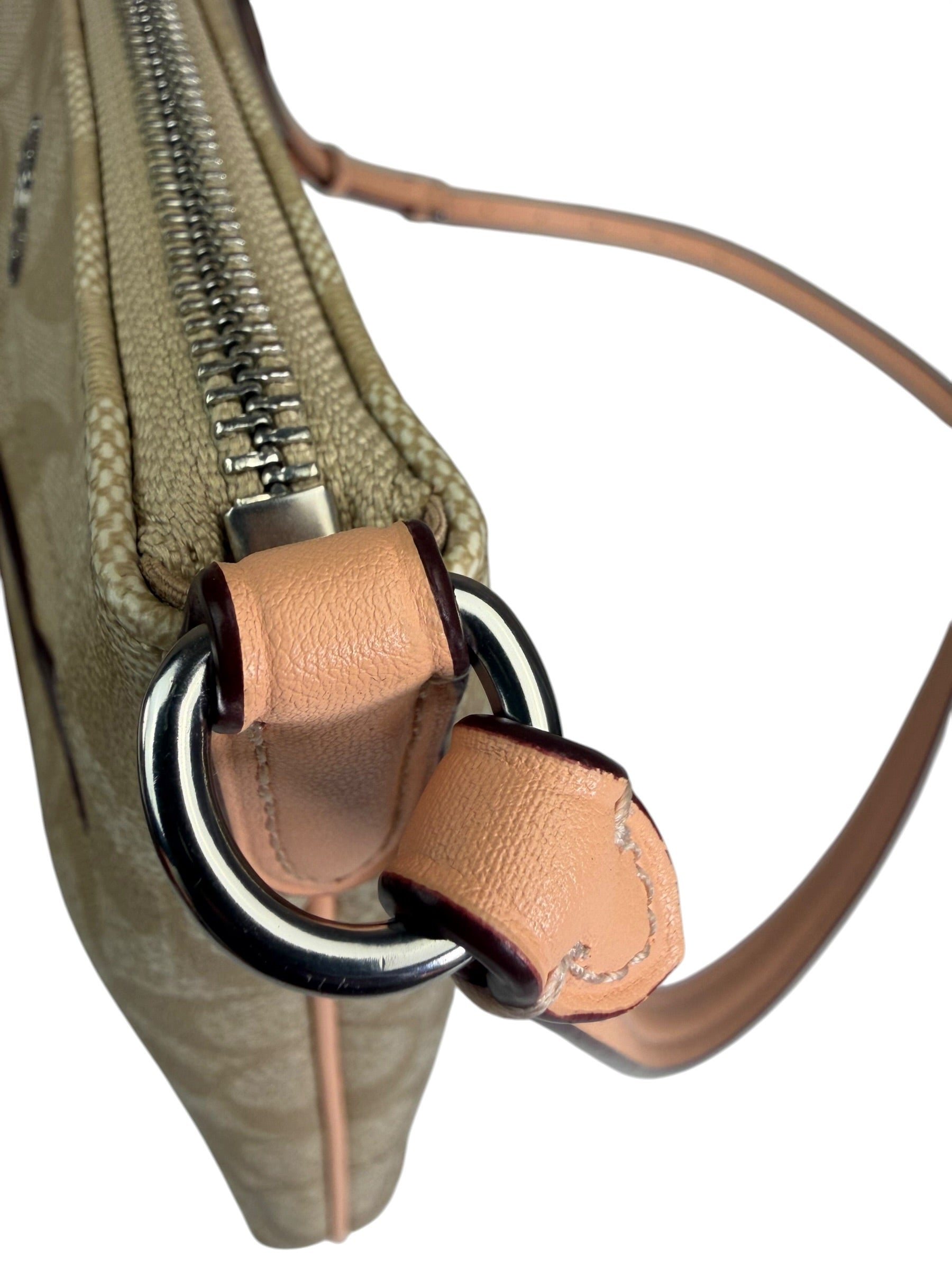Coach Beige Leather Canvas Rowan File Crossbody Bag