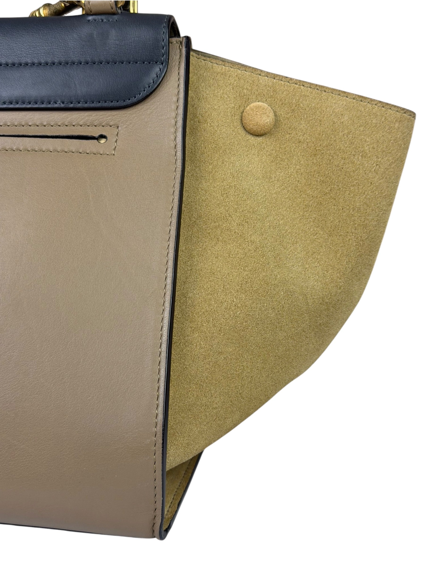 Celine Tri-Color Beige Leather/Suede Trapeze Medium Two-Way Bag