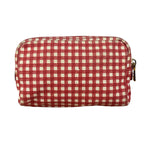 Prada Red Gingham Check Canvas Makeup Bag