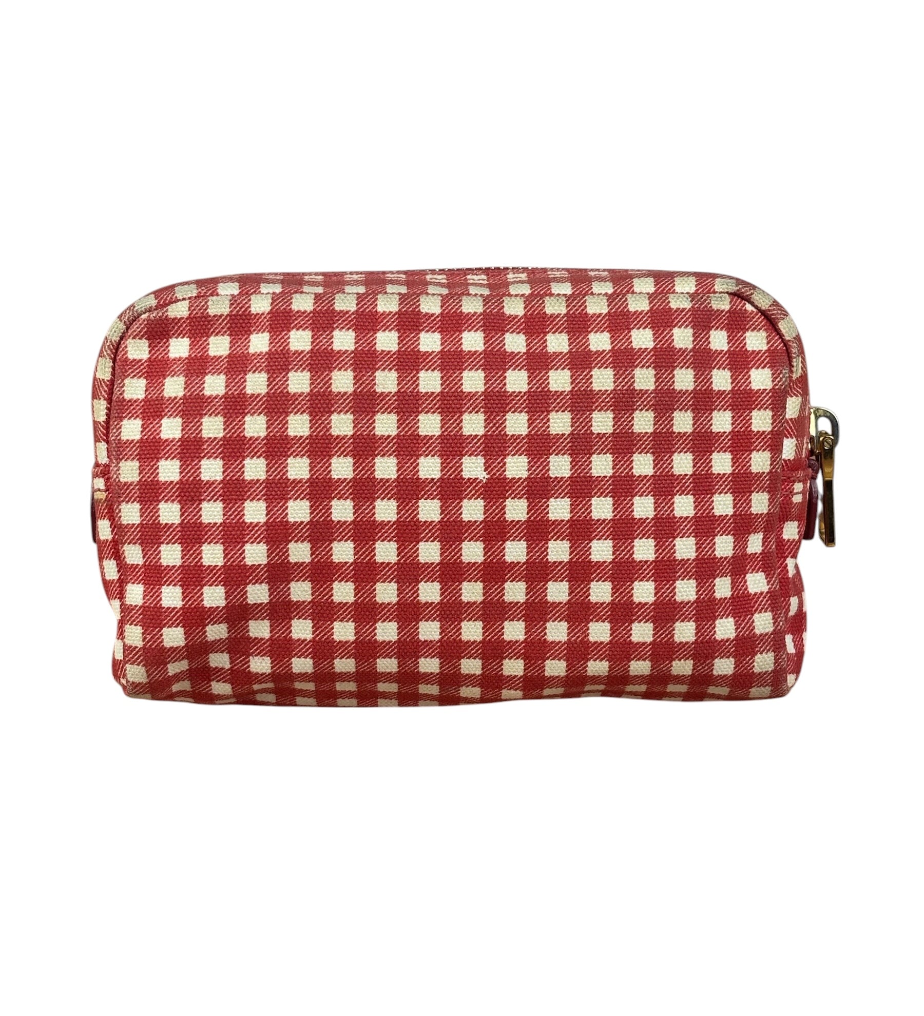 Prada Red Gingham Check Canvas Makeup Bag