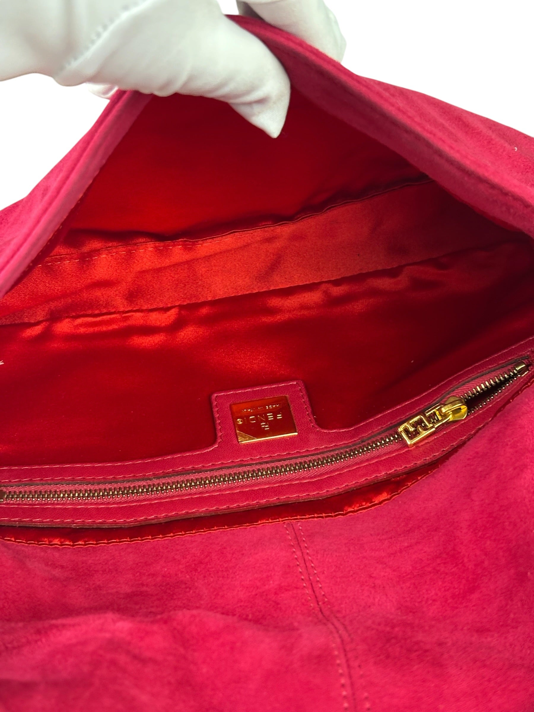 Fendi Pink Suede/Leather Trim Baguette