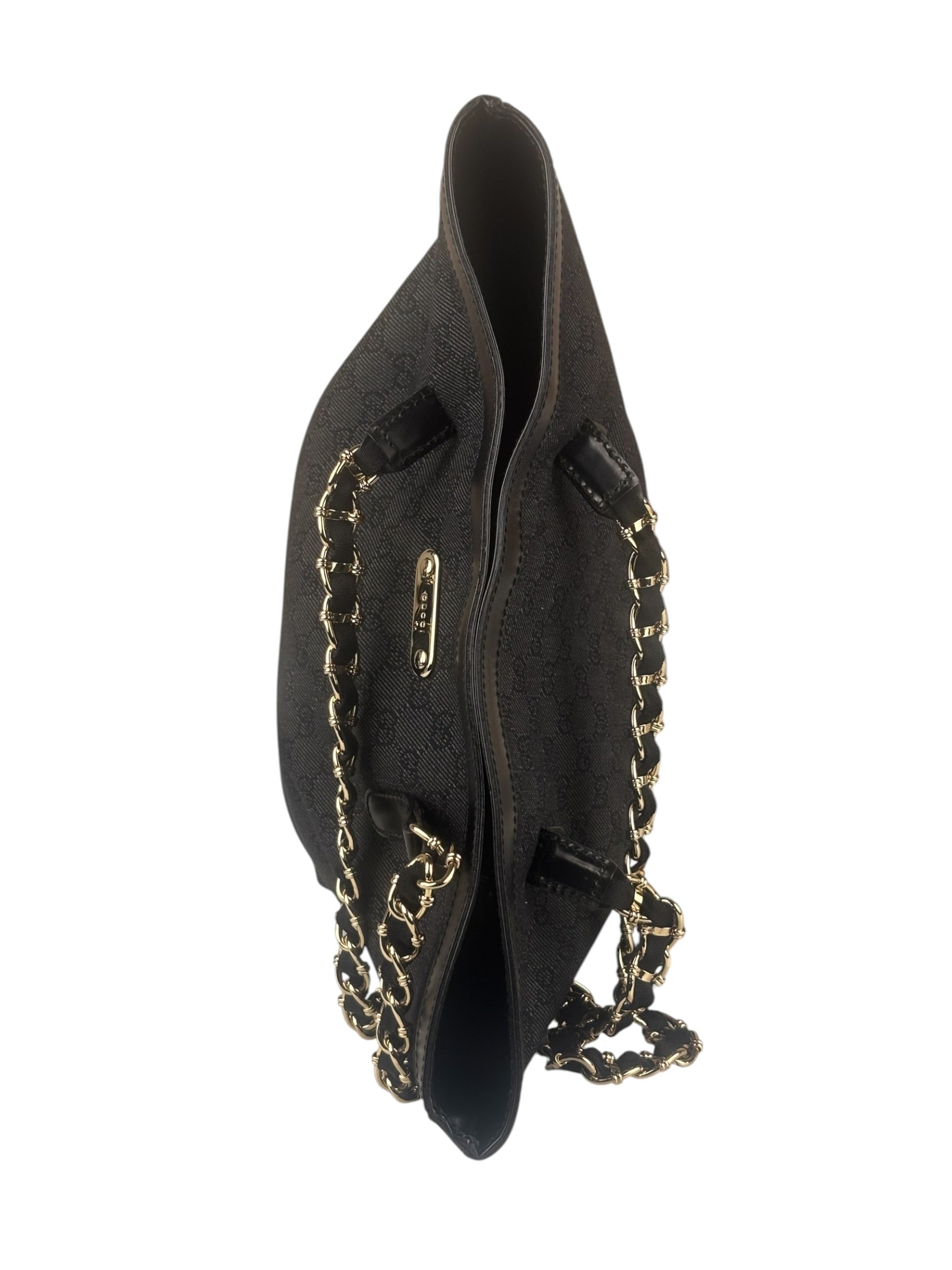 Gucci GG Black Canvas Capri Chain Tote Bag