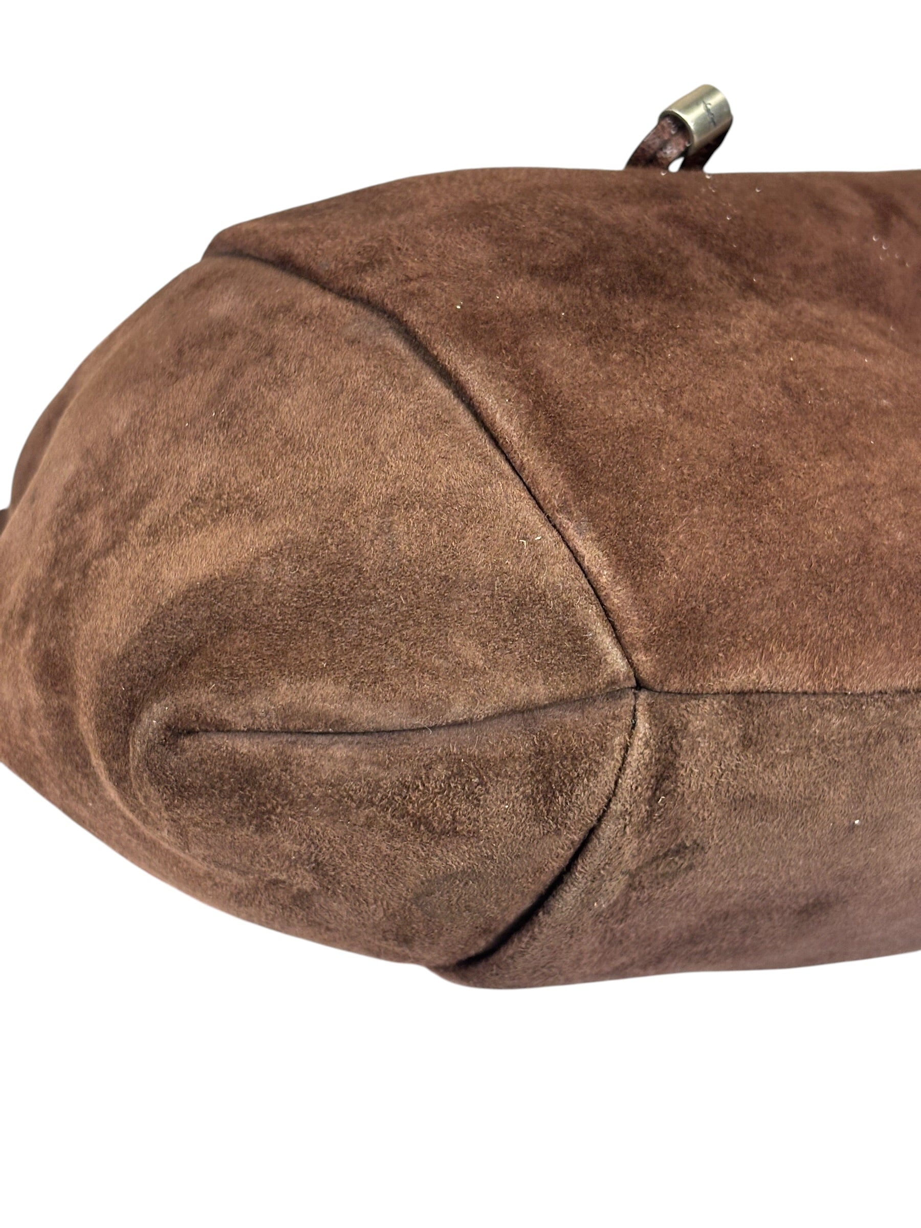 Yves Saint Laurent Brown Suede/Leather Trim Naja Rose Petal Hobo Bag