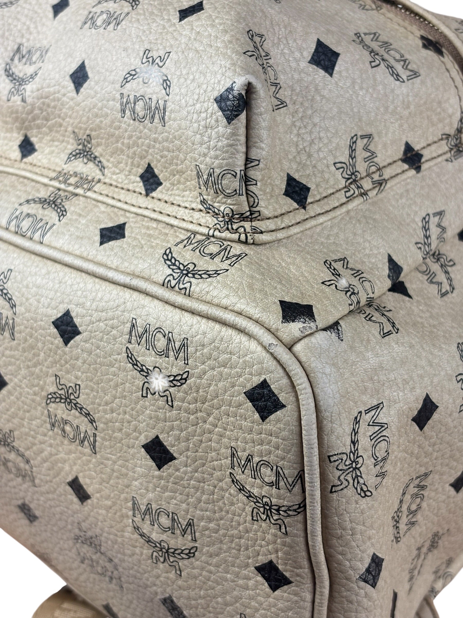 MCM Beige Leather Monogram Medium Stark Backpack