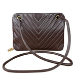 Chanel Burgundy Leather V Stitch Shoulder Bag 1990's