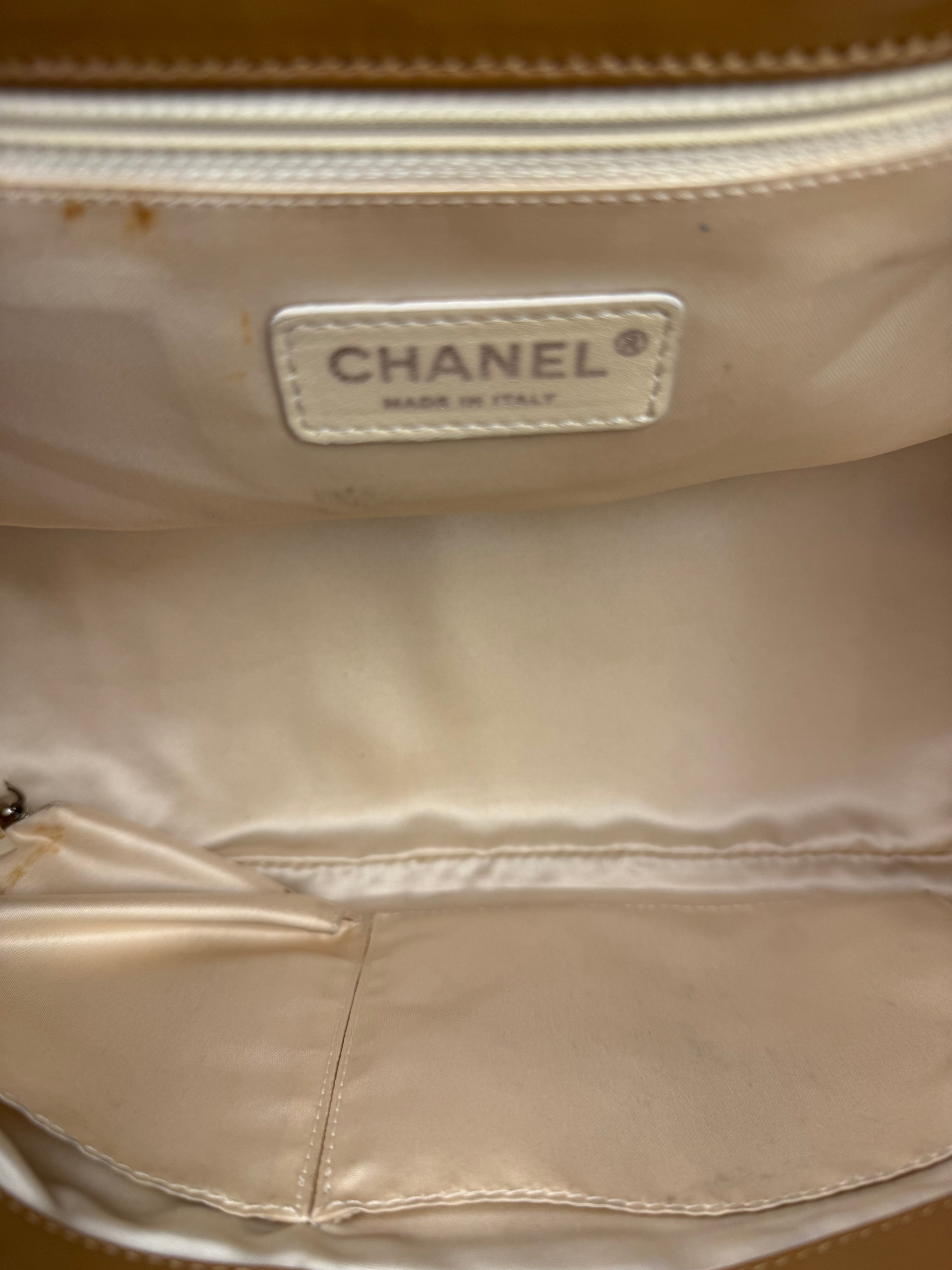 Chanel East/West Accordion Chain Beige Flap Bag 2008