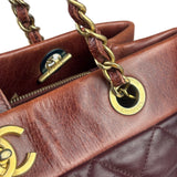Chanel Bi-Color Burgundy Quilted Soft Elegance Tote 2014