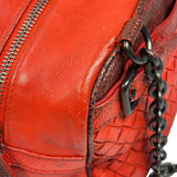 Bottega Veneta Red Lambskin/Lizard Intrecciato Shoulder Bag