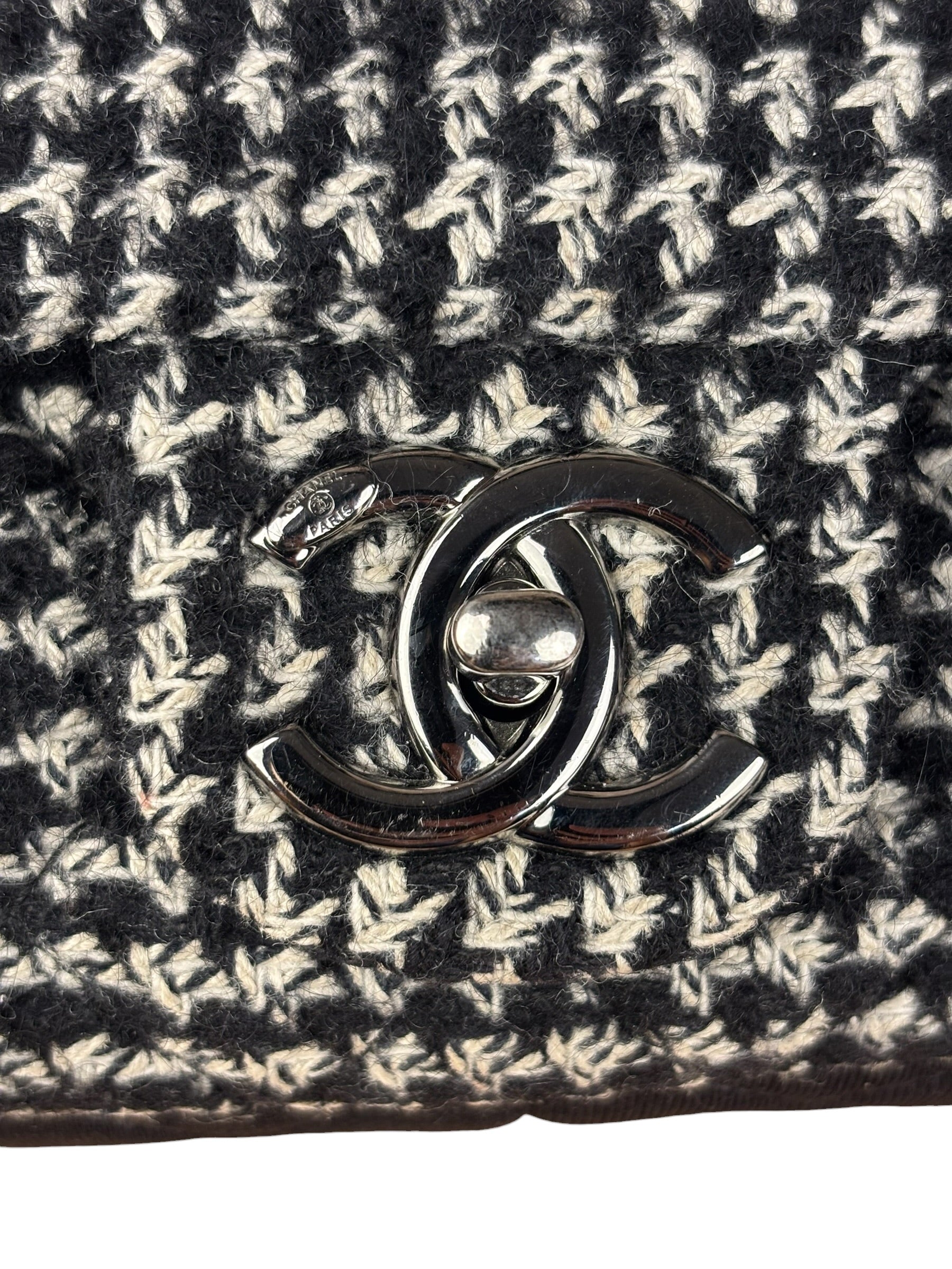 Chanel Black CC Quilted Jersey and Tweed Chain Flap Bag 2014