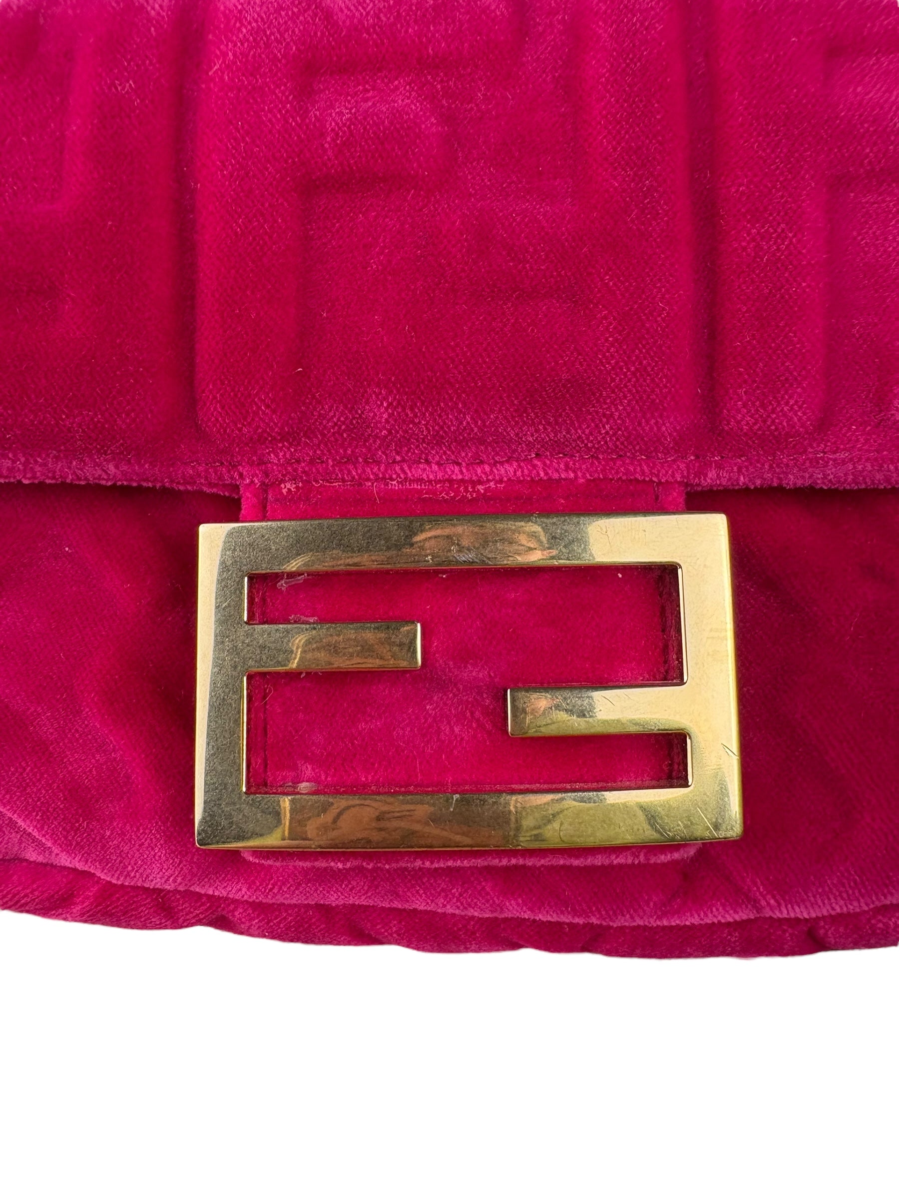 Fendi Pink Zucca Velvet Baguette Belt Bag