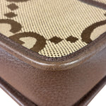 Gucci Brown Leather Trim Jumbo GG Mini Crossbody