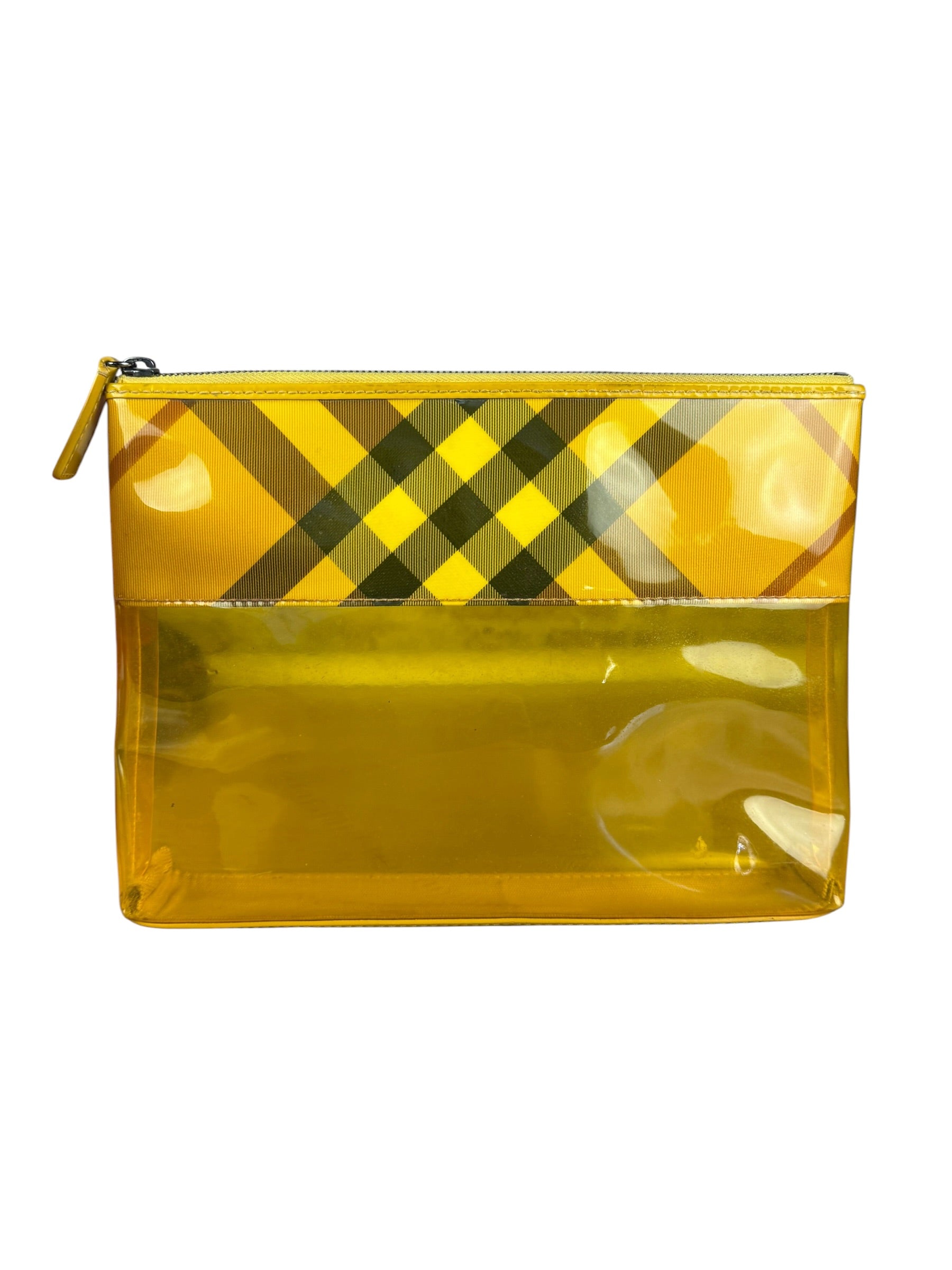 Burberry Yellow Vinyl Check Cosmetic Pouch