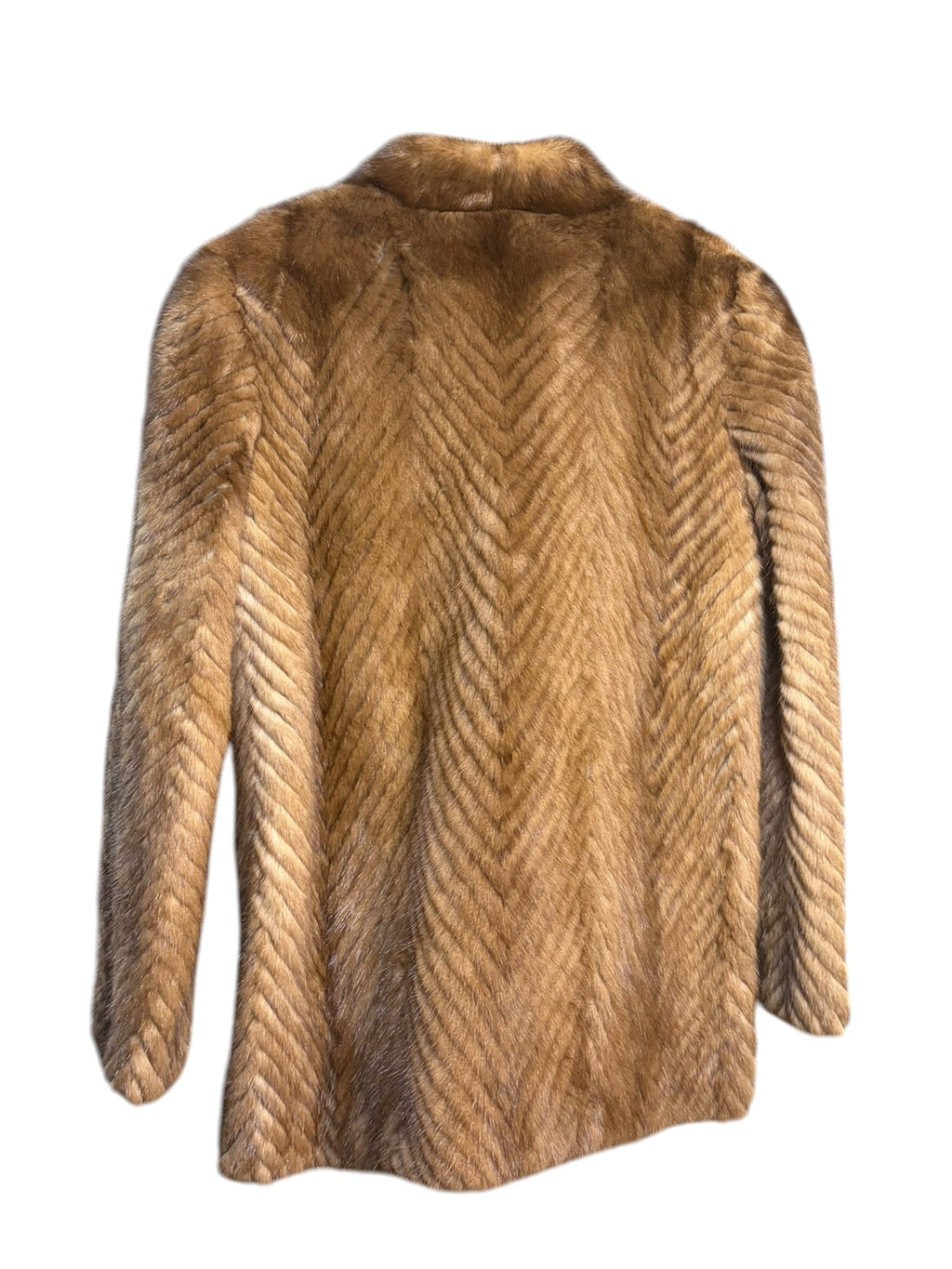 Vintage Light Brown Chevron Mink Fur Coat