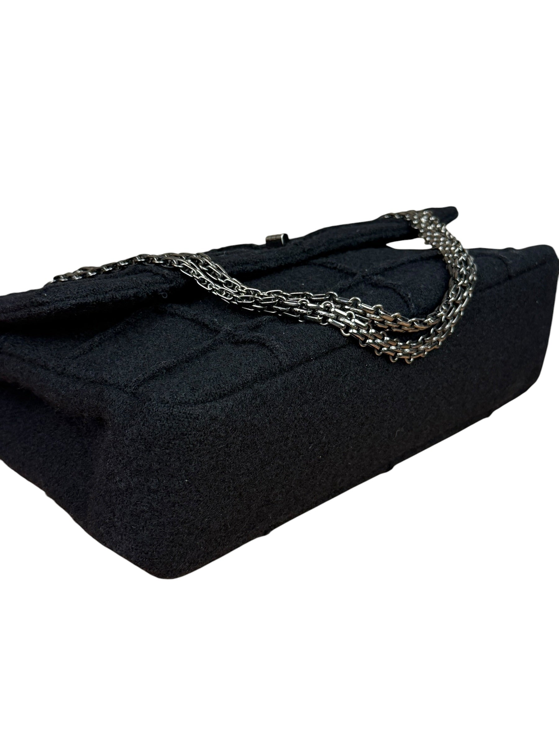 Chanel Black Wool Quilted 2.55 Chain Flap Bag '97-'99