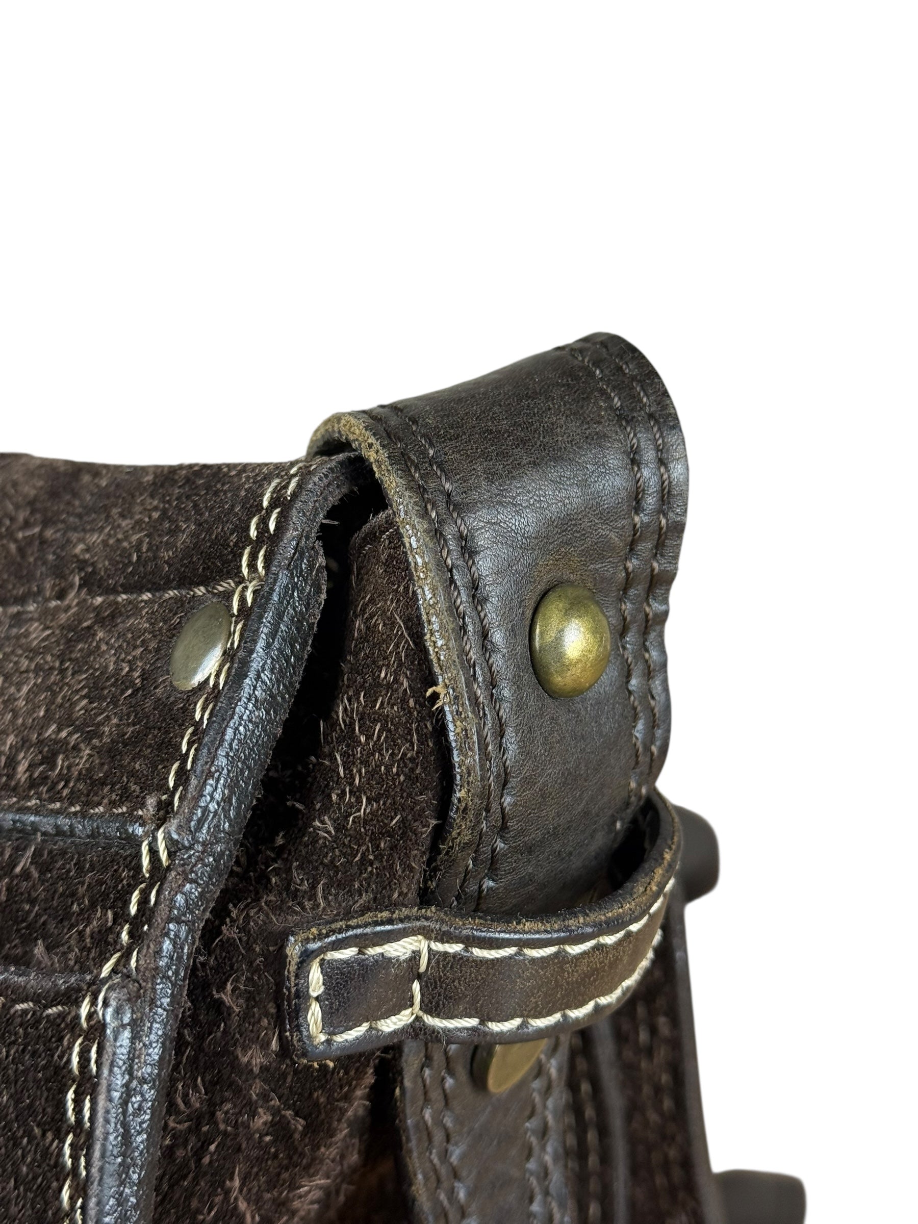 John Varvatos Suede Messenger Bag