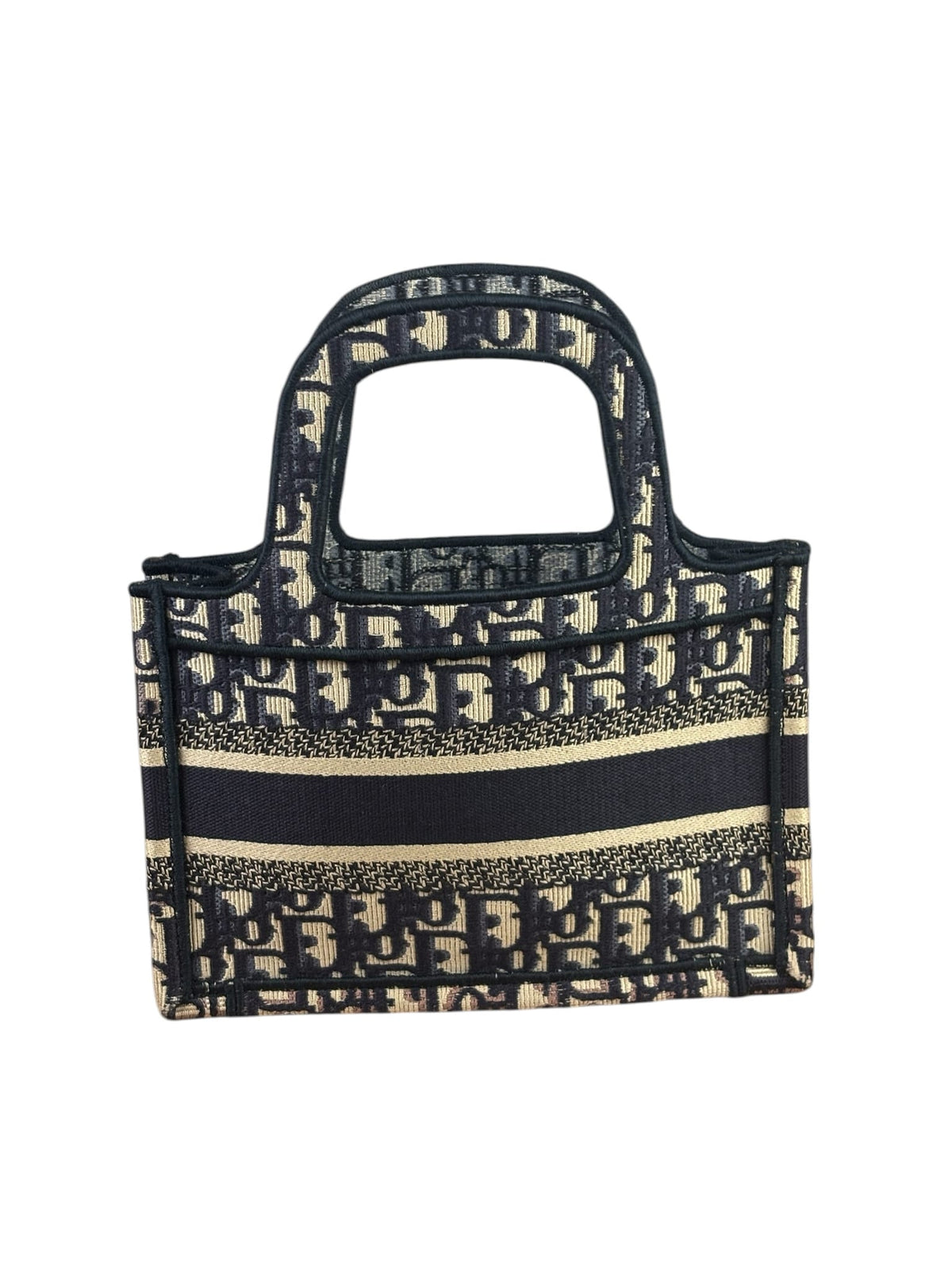 Christian Dior Navy Small Oblique Embroidery Tote