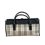 Burberry Vintage Leather Trim House Check Top Handle Bag