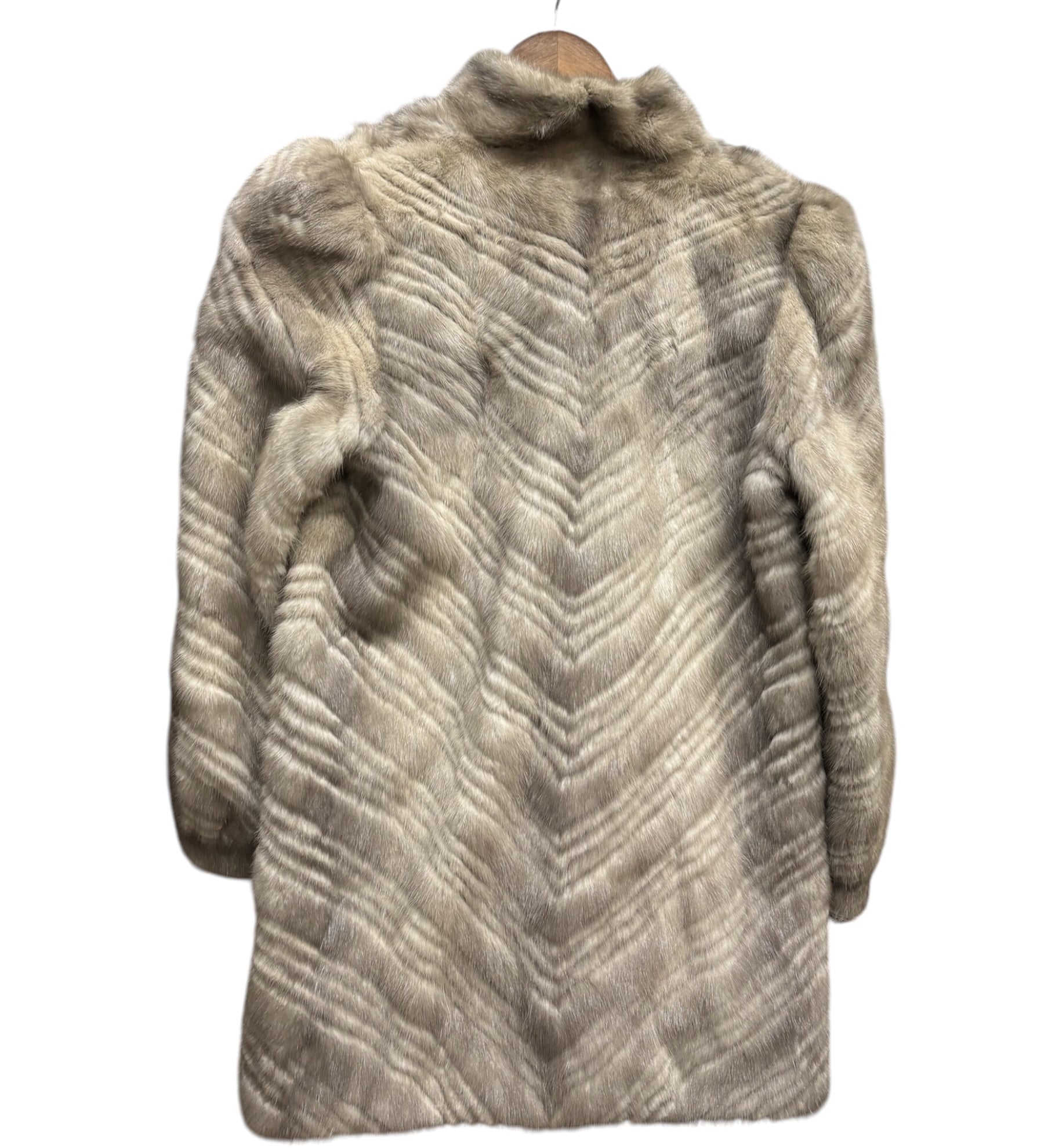 Shimizu Vintage Grey Mix Fur Long Coat