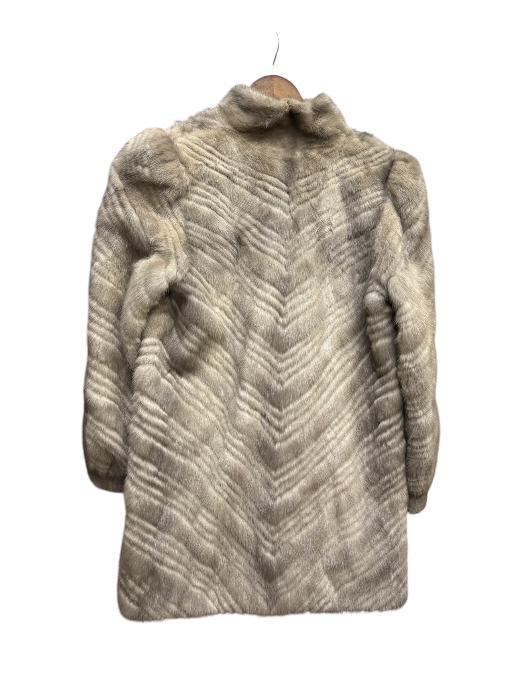 Shimizu Vintage Grey Mix Fur Long Coat