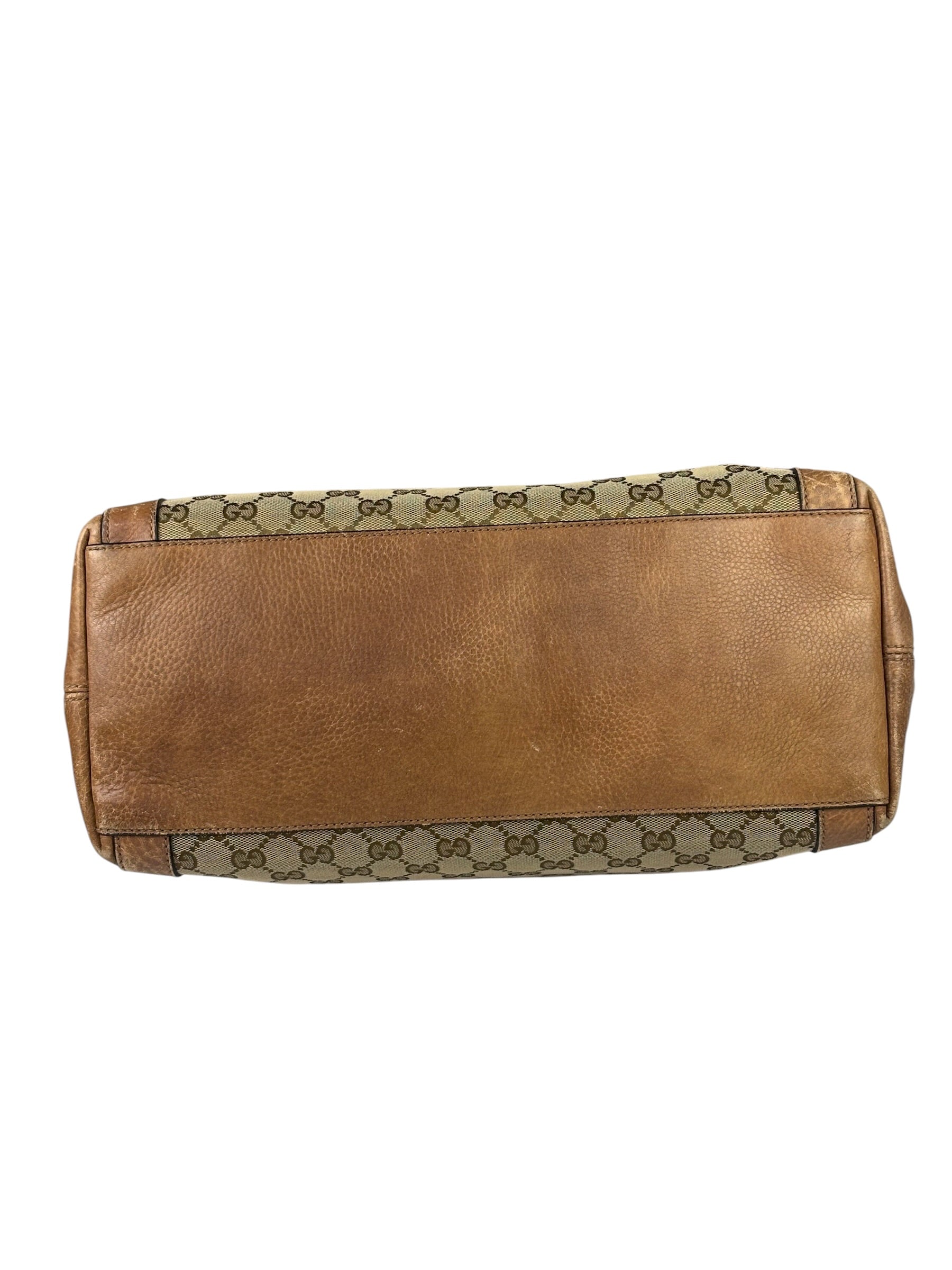 Gucci Beige/Brown Leather GG Satchel Two-Way Bag