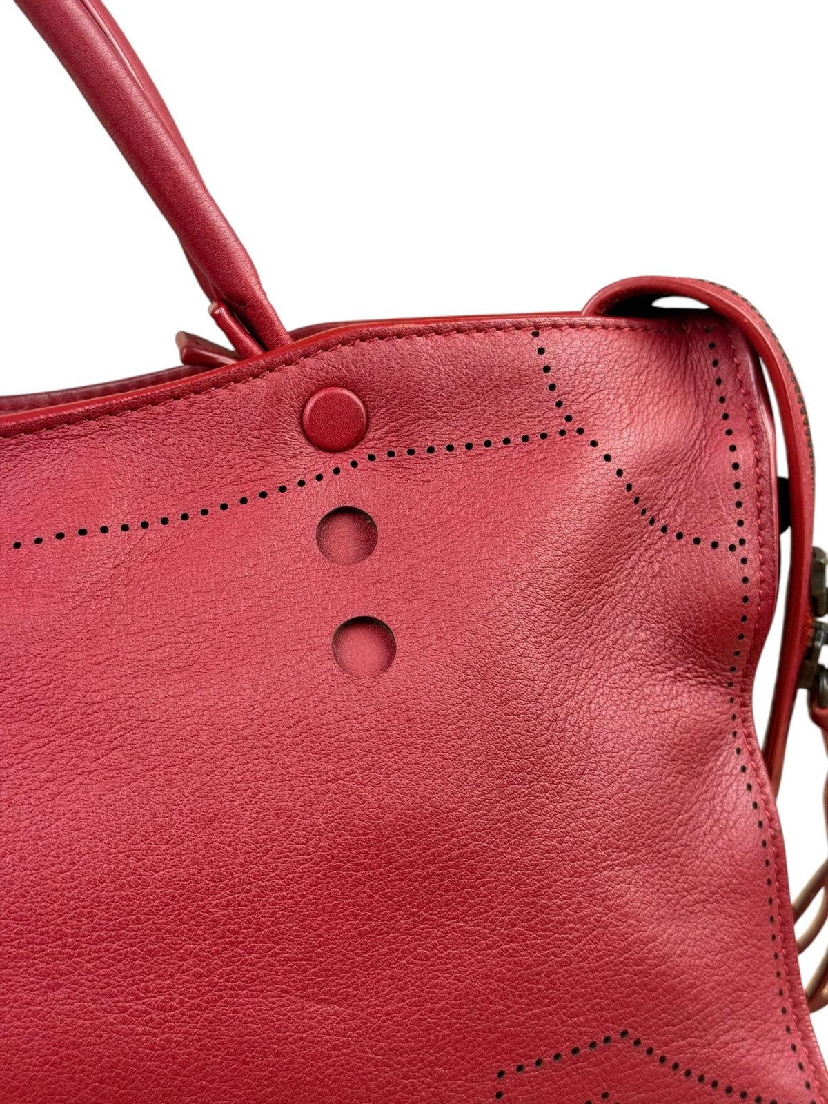 Balenciaga Red Leather Blackout City Two-Way Bag