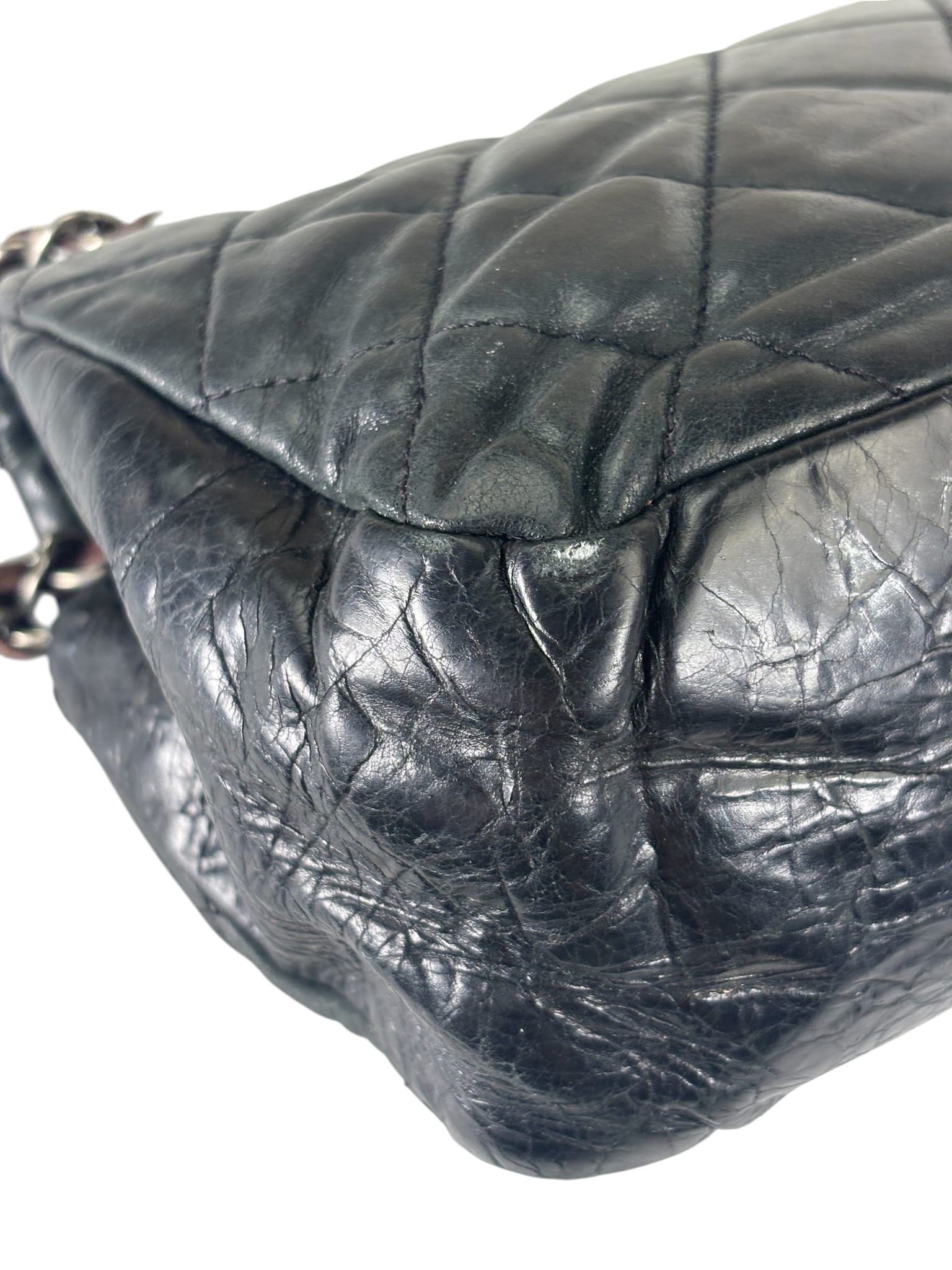 Chanel Black/Grey Quilted Calfskin Matelassè Iridescent Flap Bag 2009