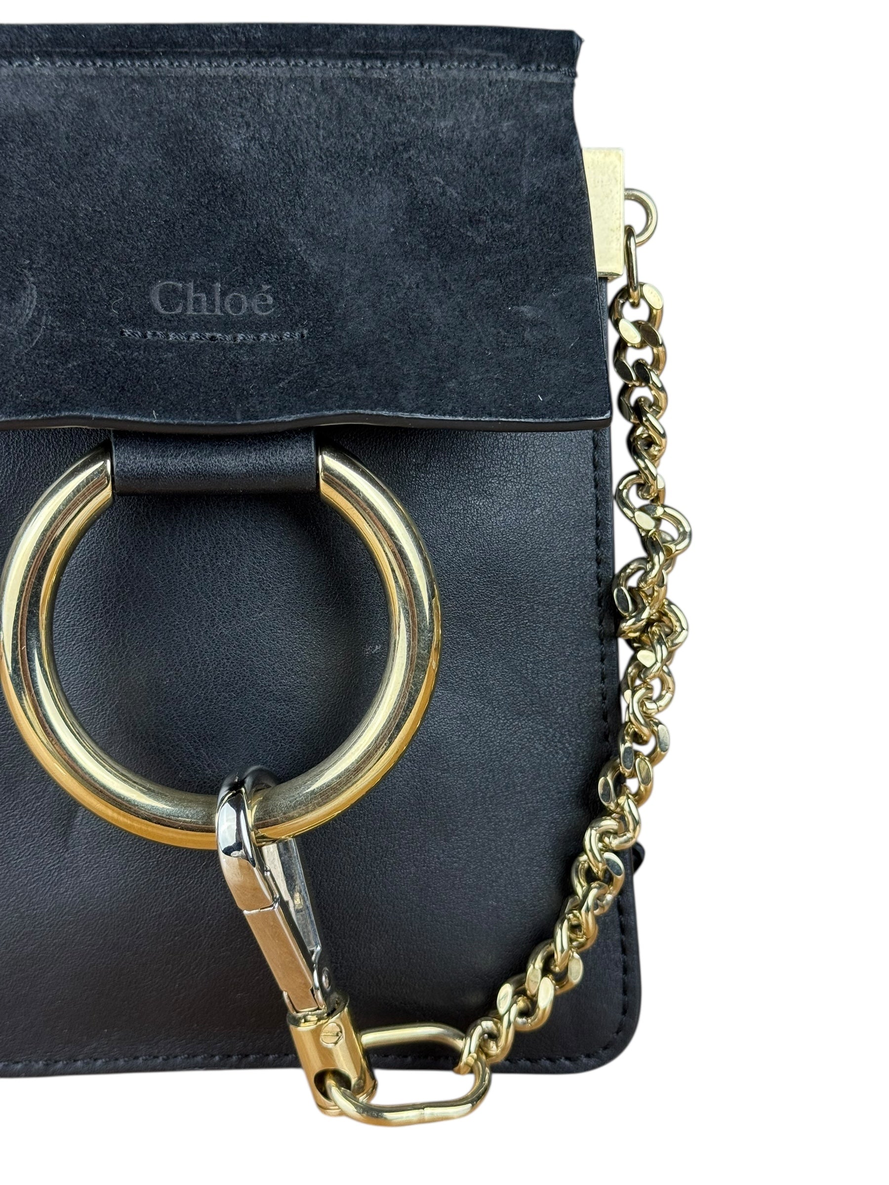 Chloé Suede Black Leather Faye Mini Bracelet Bag