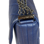Chanel Blue Metallic Calf-Skin Chain Flap Bag 2014