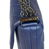 Chanel Blue Metallic Calf-Skin Chain Flap Bag 2014