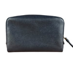 Coach Cosmetic Pouch Navy Blue Pebbled Leather