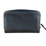 Coach Cosmetic Pouch Navy Blue Pebbled Leather