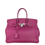 Hermes 2013 Plum Clemence Leather Palladium Birkin 35