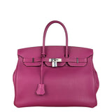 Hermes 2013 Plum Clemence Leather Palladium Birkin 35