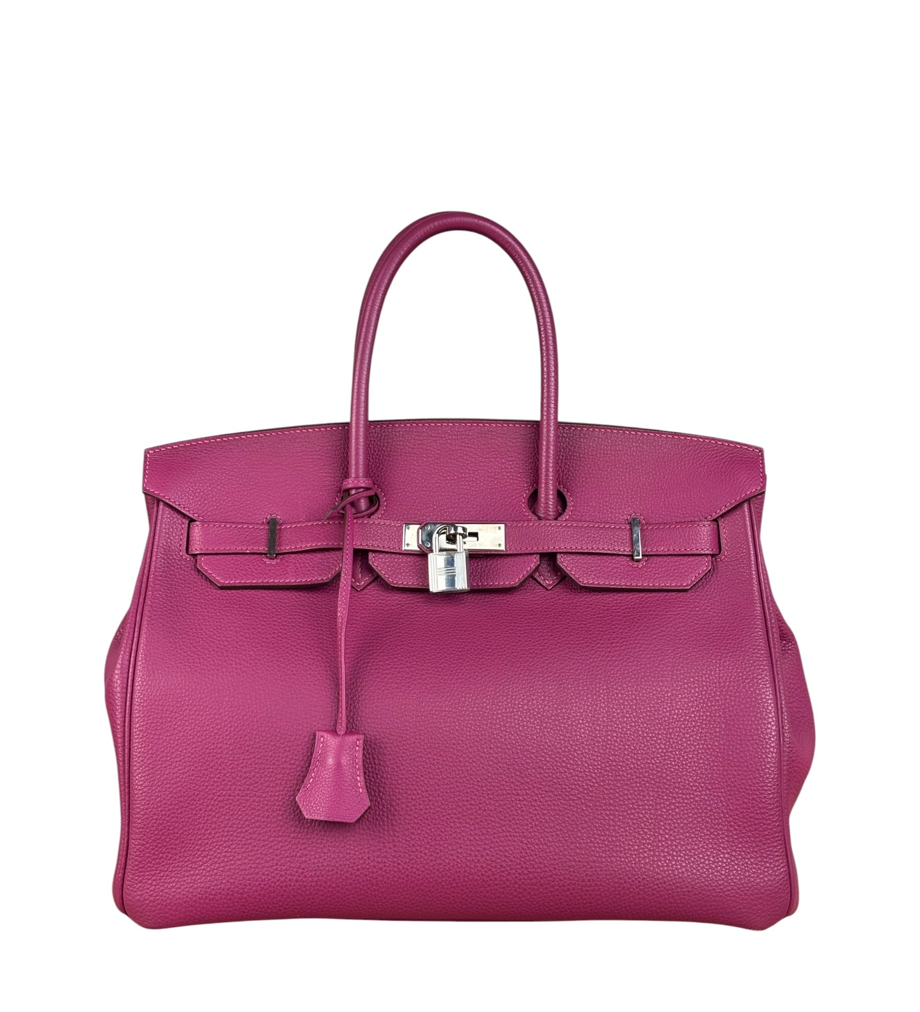 Hermes 2013 Plum Clemence Leather Palladium Birkin 35