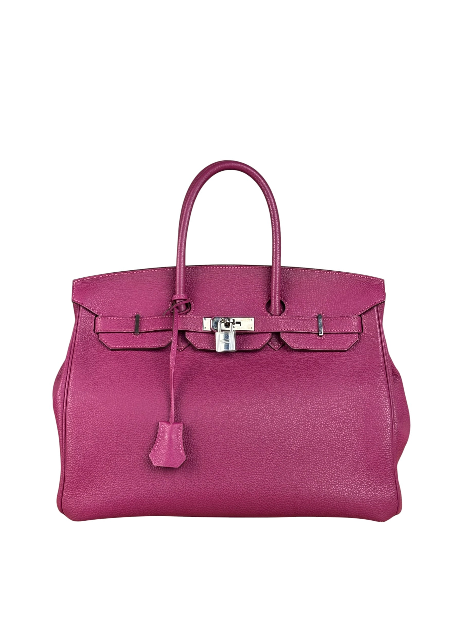 Hermes 2013 Plum Clemence Leather Palladium Birkin 35