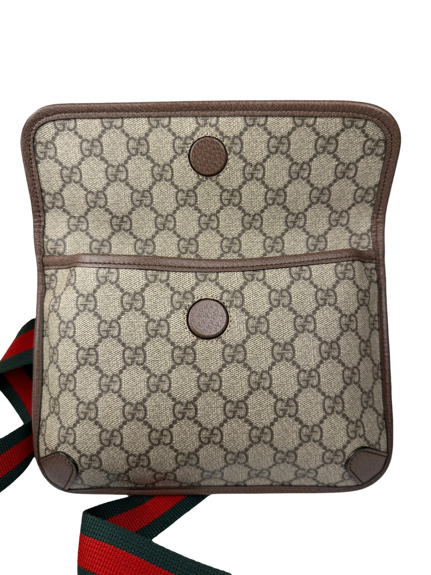 Gucci Vintage Brown Leather Trim Neo Supreme Belt Bag