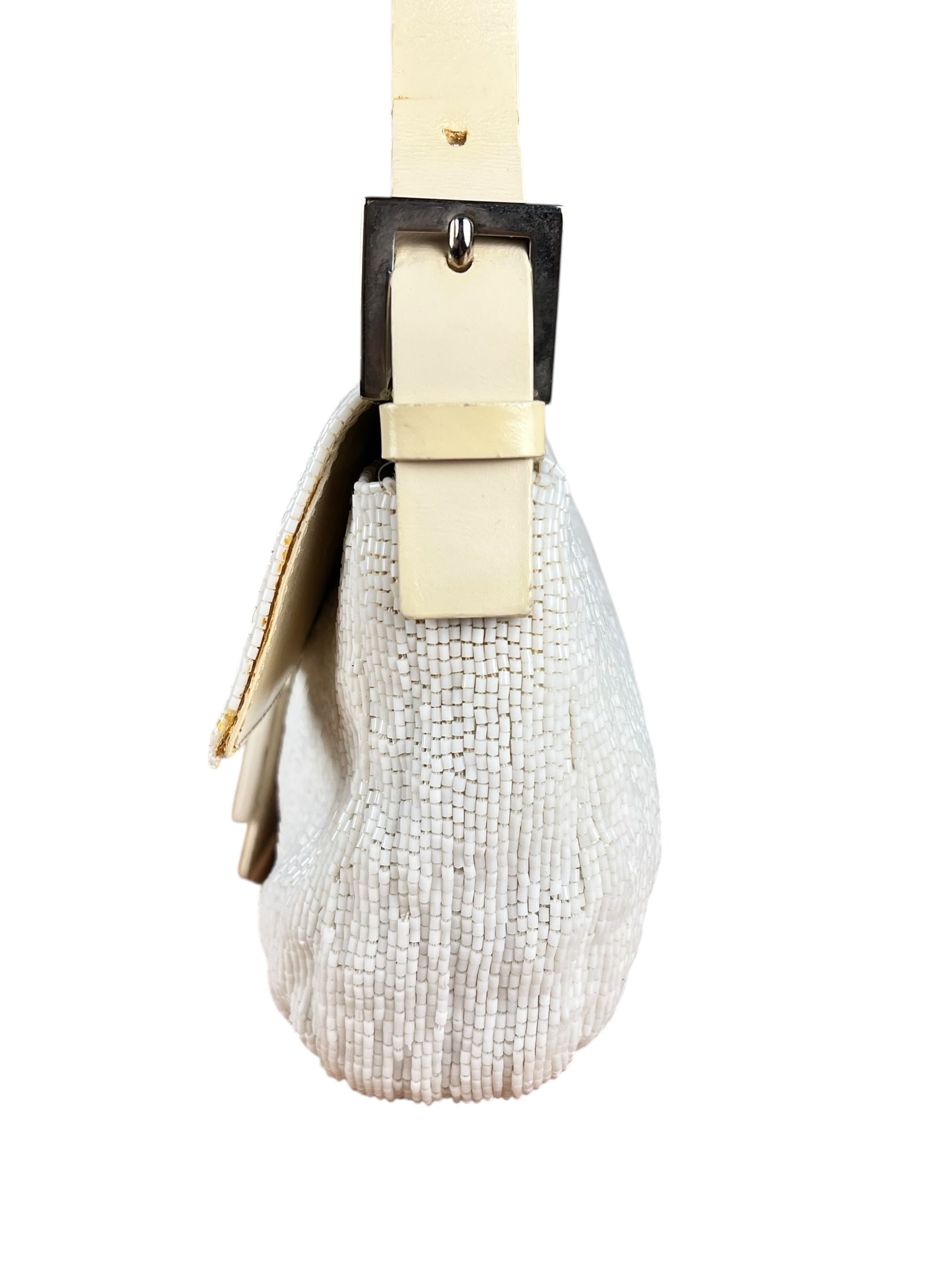 Fendi Vintage Beaded Baguette White