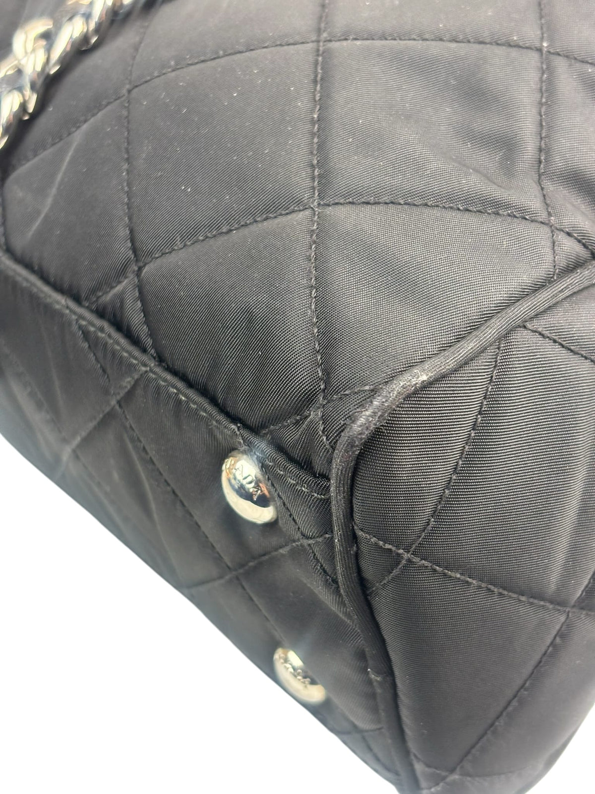 Prada Black Quilted Tessuto Nylon/Leather Trim Large Camera Bag