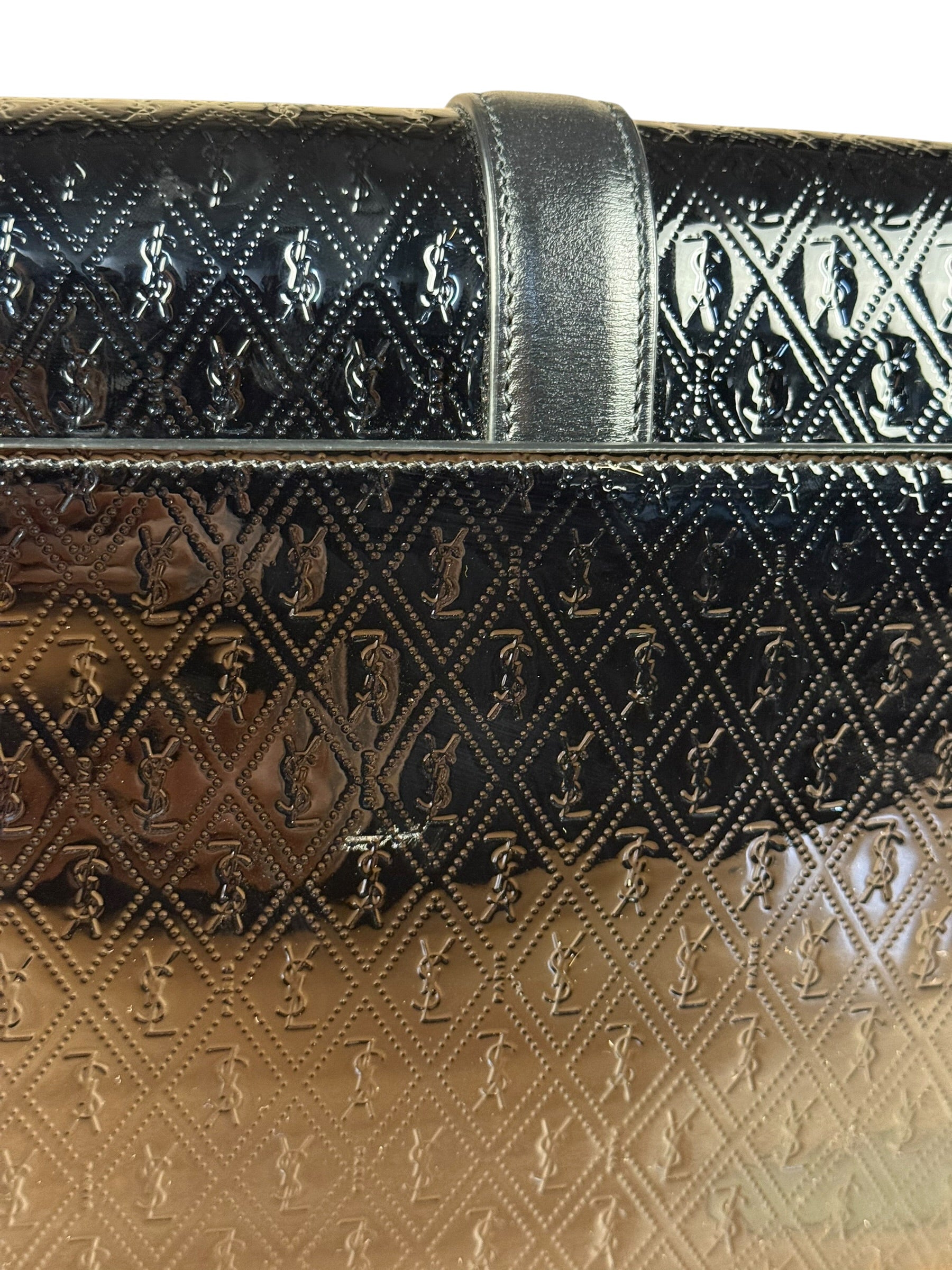 Saint Laurent Black Monogram Patent Leather Shoulder Bag