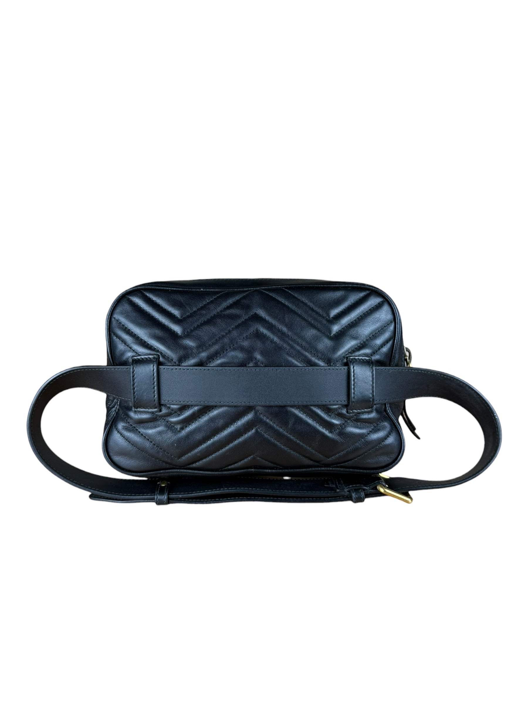 Gucci GG Black Chevron Leather Belt Bag
