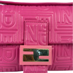 Fendi Pink Leather Logo Embossed Baguette