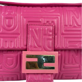 Fendi Pink Leather Logo Embossed Baguette