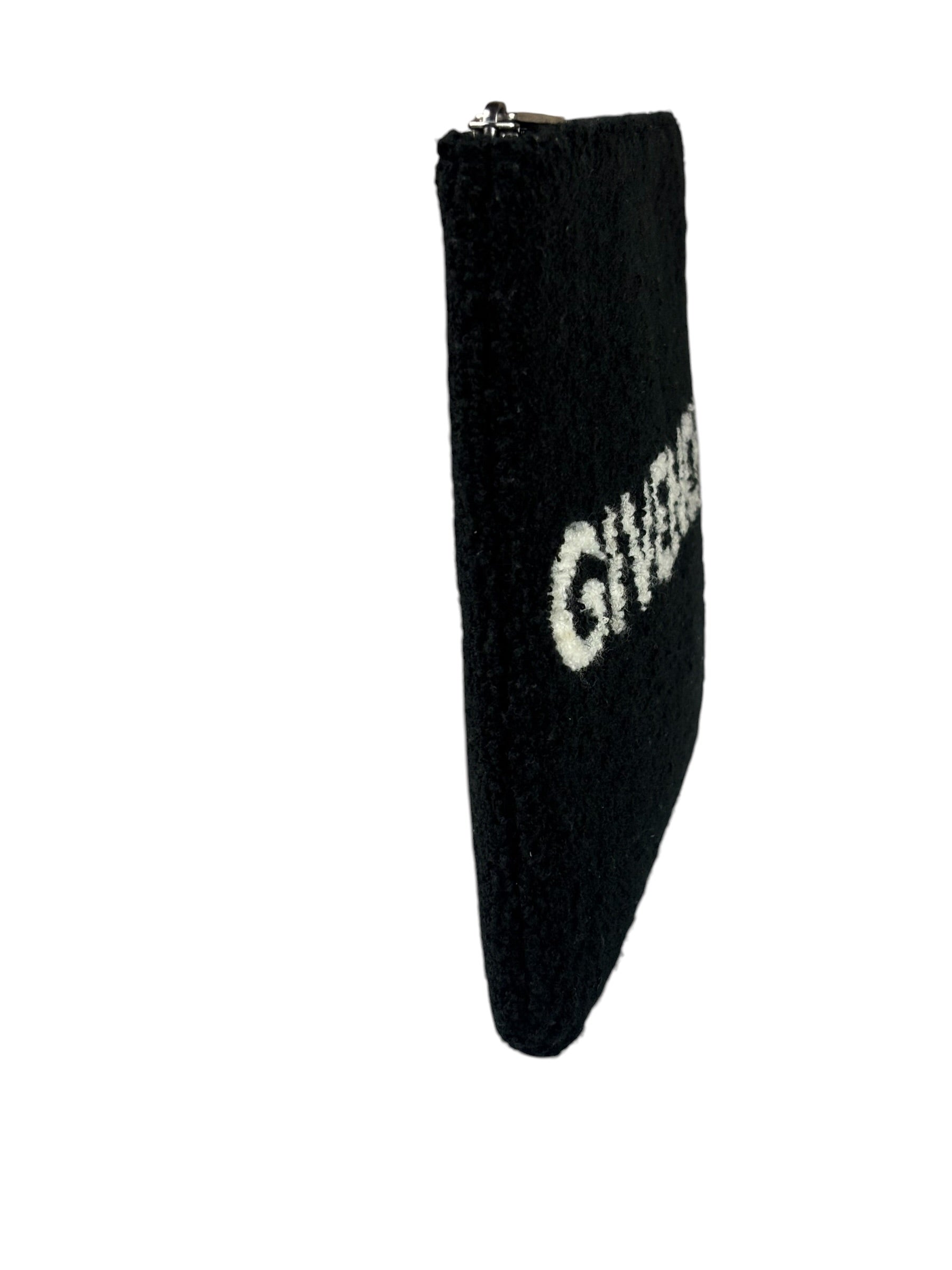 Givenchy Black Wool/Leather Trim Pouch