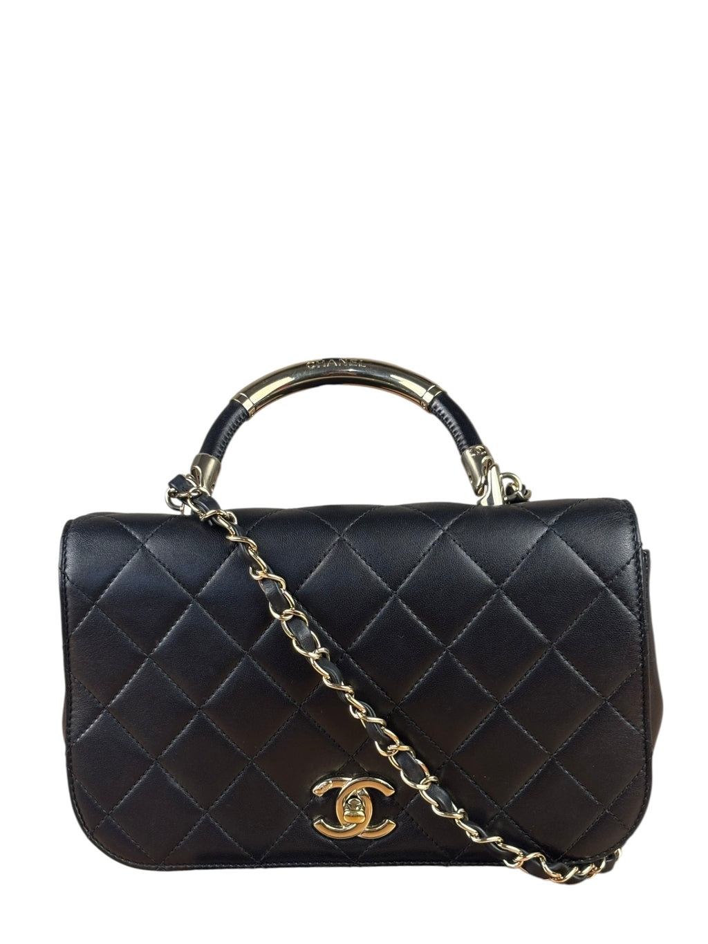 Chanel Black Quilted Lambskin Small Carry Chic Flap Two-Way Bag 2017