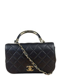Chanel Black Quilted Lambskin Small Carry Chic Flap Two-Way Bag 2017