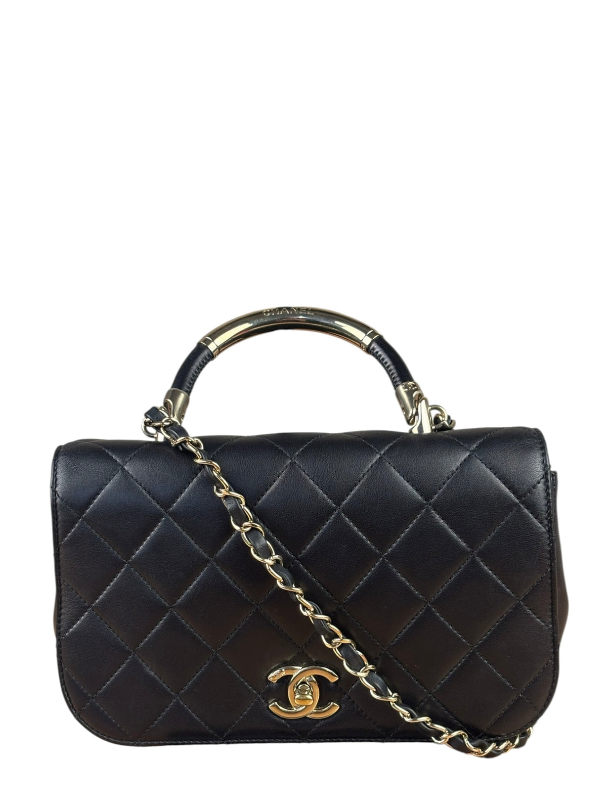 Chanel Black Quilted Lambskin Small Carry Chic Flap Two-Way Bag 2017