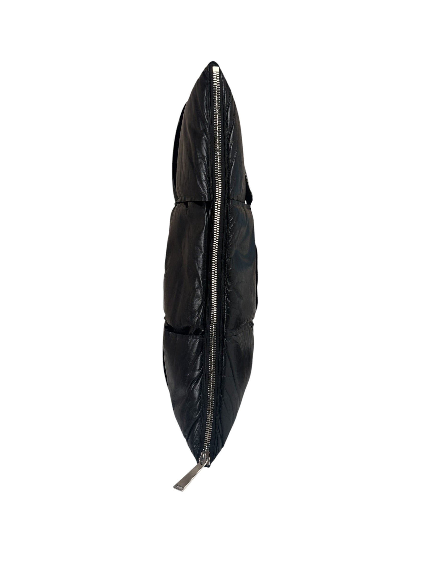 Bottega Veneta Black Leather Maxi Intrecciato Padded Pouch
