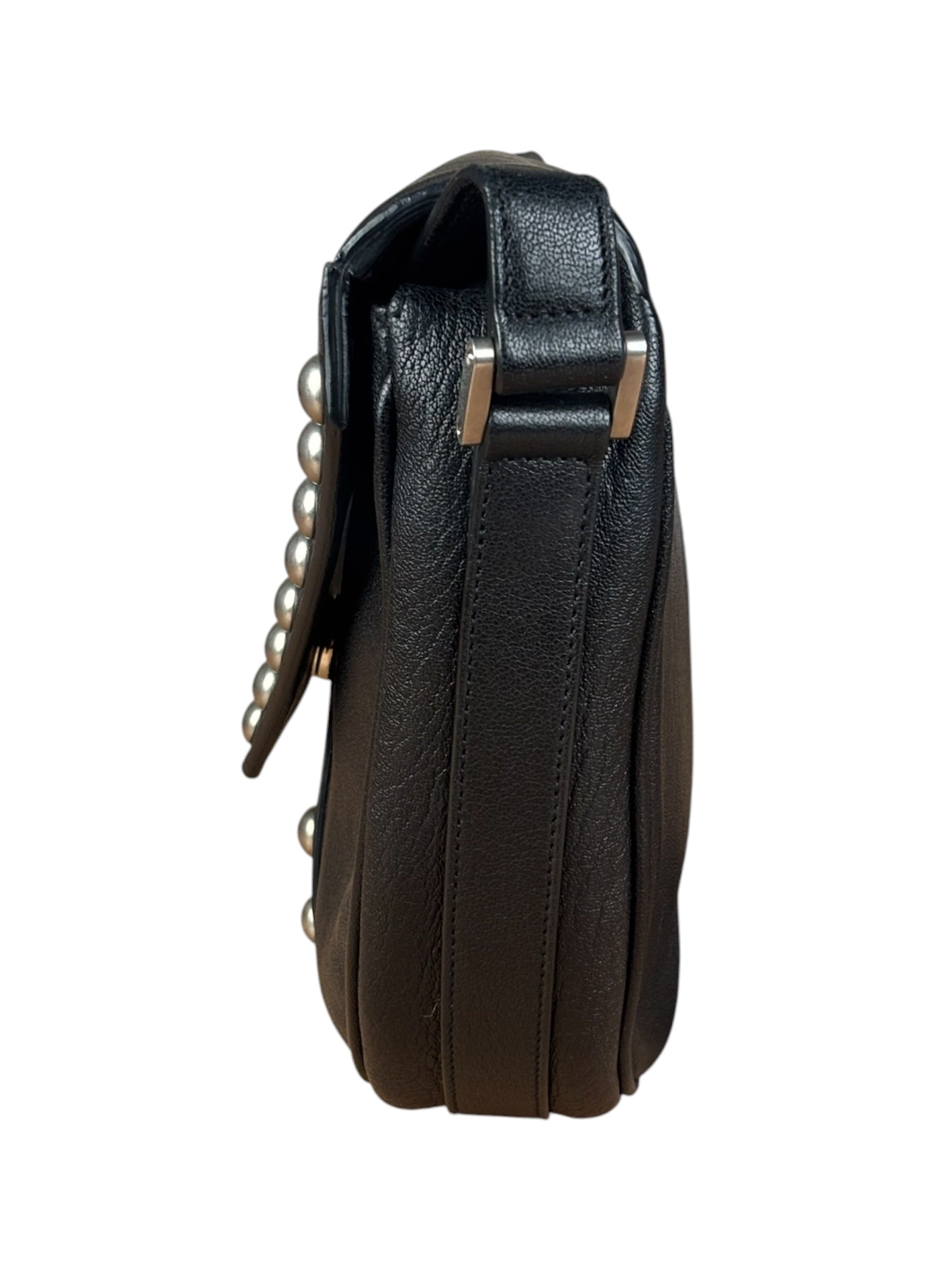 Saint Laurent Black Leather Y Studded Flap Crossbody